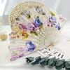 Handheld Embroidery Fan Plastic Chinese Folding Fan Flower Lace Fan  Summer