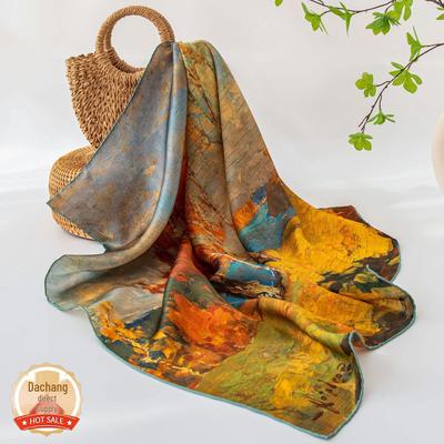 Elegant High-Grade Gold Mulberry Silk Scarf - Sophisticated Square Neck Scarf