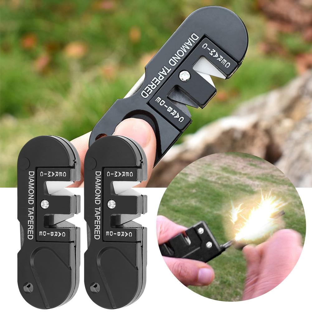 2 Stück Outdoor EDC Taschenmesser Schärfer Tragbarer Diamant Verjüngter Stab Messerschärfer