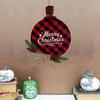 Wooden Christmas Decorations Red Black Plaid Printed Wreath Home Door Pendant