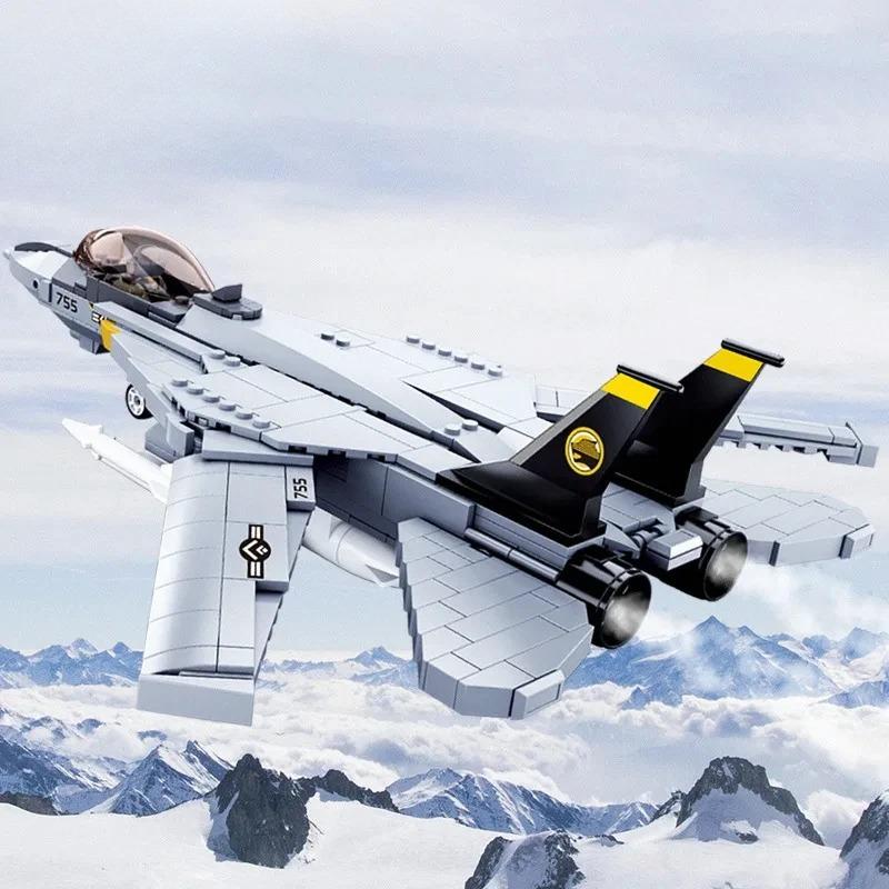 404PCS F14D Tomcat Jachtvliegtuig Model Stenen Militaire Serie Vliegdekschip Jachtvliegtuig Wapen Figuur Pop Bouwstenen Kinderen DIY Speelgoed zonder