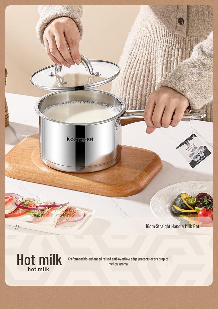 10-Piece Stainless Steel Cookware Set: Frying Pan, Milk Pot, and Double-Bottom Soup Pot.