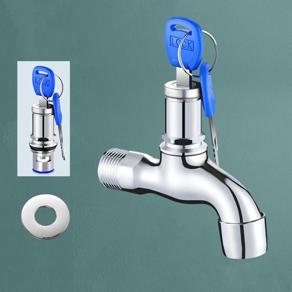 Garden Tap Lockable Faucet with Key, , Replacement, Water Outdoor for Workshop, Public