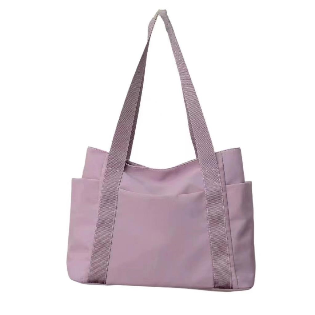 2025 New Women's Bag Japanese Solid Color Tote Bag Shoulder Bag Casual Simple Mommy Going Out Bag Canvas Handbag