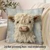 2D White Long-Haired Cow Throw Pillow Cover No Insert Sofa Bedroom Headboard Decorative Cushion Cover Car Office Seat Pillowcase