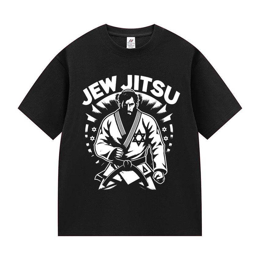 Jew-Jitsu Jewish Judo Karate Funny Meme Print T Shirt Men's Clothing Vintage Oversized T Shirts Fashion High Quality Cotton Tees