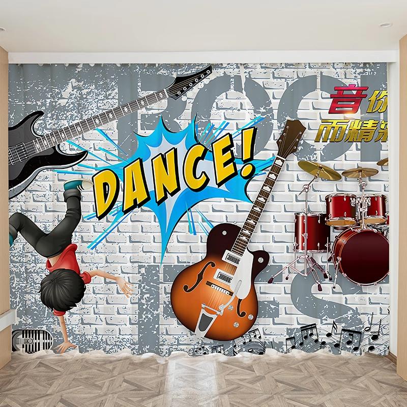 Özel Perde Piyano Davul Keman Gitar Müzik Notalı Perde Müzik Stüdyosu Çocuk Odası Pencere Perdesi