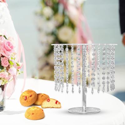 Cake Stand Pedestal Fruit Crystal Pendants Decorating Pastry Candy for Centerpiece Birthday