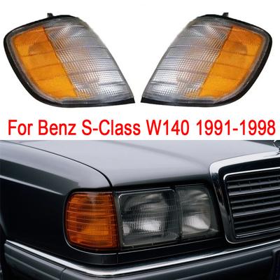 Car Front Turn Signal Fender Light Cover No Bulbs White Orange For Benz S-Class W140 1991-1998 1408260443 1408260643 1408260843