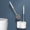 2PCS Toilet Brush and Holder Wall-mounted Soft Bristles Toilet Brush Cleaner No-drilling Bathroom