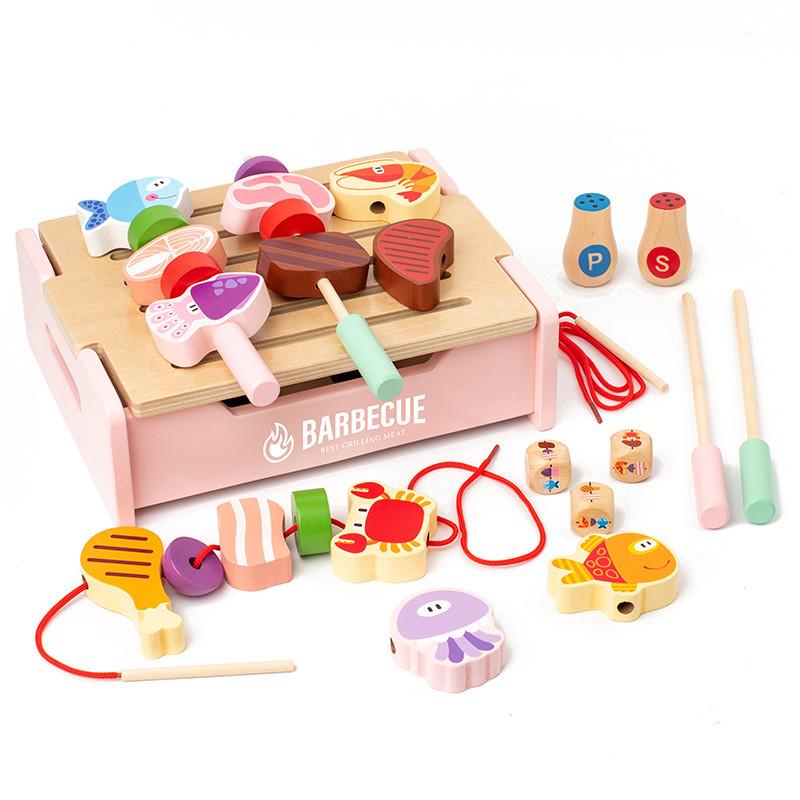 Grill Barbecue Wooden Toy With Educational Pretend Cooking Features Kids For