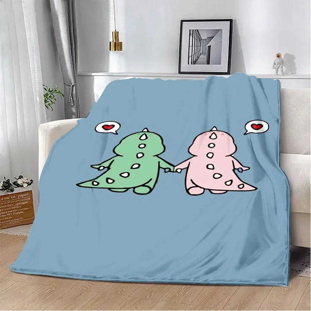 Cute Cartoon Dinosaur Printed Throw Blanket  Soft  Warm  Perfect for Home Travel Picnics  Ideal Birthday Gift