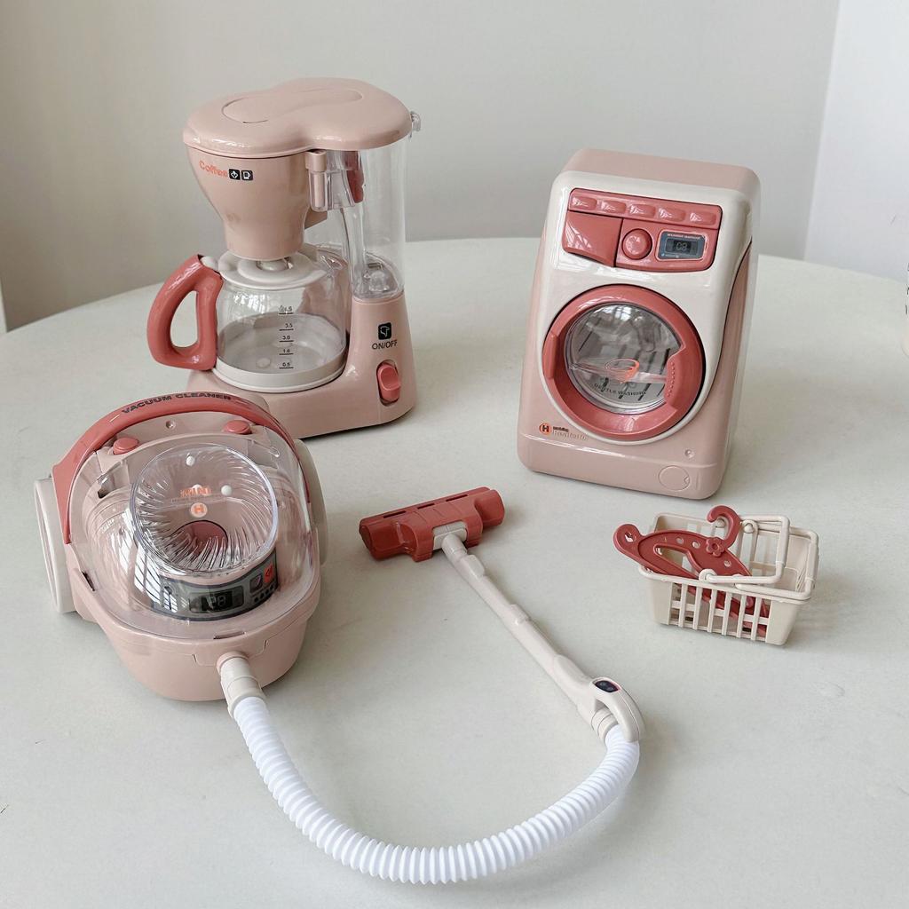 Kids Electric Toy Appliances Simulation Coffee Machine Juice Maker Washing Machine Oven Bread Maker Role Play Housekeeping Toy Multi Function Toy Set
