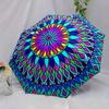Automatic Folding Umbrella A Vibrant Mandala Design with Geometric And Floral Patterns. Portable Collapsible Design, Casual Ou