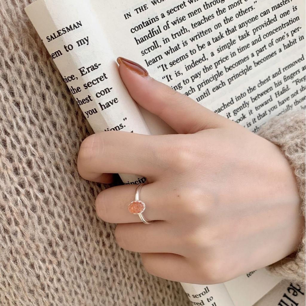925 Sterling Silver Simple Ring For Women Fine Jewelry Finger Adjustable Open Vintage Blue Stone Ring For Party Birthday Gift