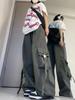 Southeast Asia Exclusive: Women's American Street Style Cargo Pants with Large Pockets and Ribbons