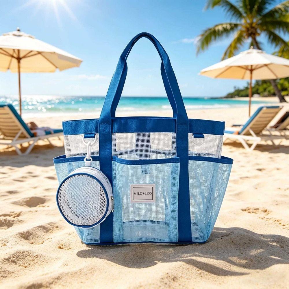 Large Capacity Mesh Swimming Bag Waterproof Shoulder Bag Portable Beach Tote Bag  Beach