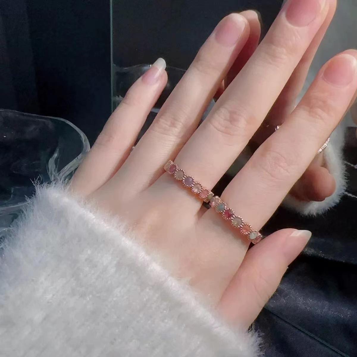 Women s Adjustable Tourmaline Rainbow Ring - Luxury Fashion Niche Design with Diamonds