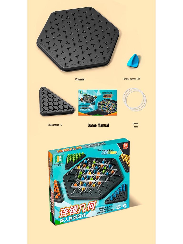 Trójkątne Szachy Gumka Recepturka Puzzle Zabawka dla Dzieci - Wielopoziomowa Gra Strategiczna