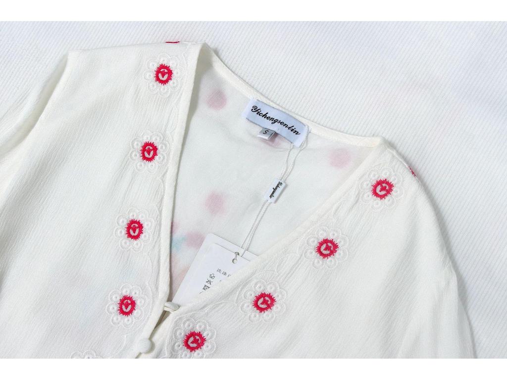 2025 Kwiecista Vintage Haftowana Sukienka Letnia Plażowa z Frędzlami dla Kobiet