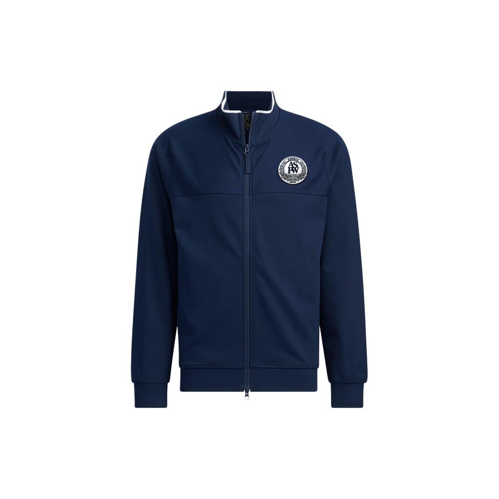 Adidas Verbiage Knit Jacket Letter Print Stand Collar Sports Casual Jacket Men Jacket Navy-Blue JE3634