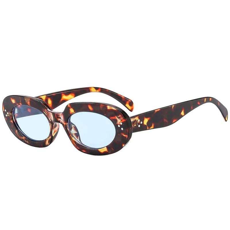  New Oval Women Fashion Sunglasses Shades UV400 Retro Punk Rivets Men Sun Glasses