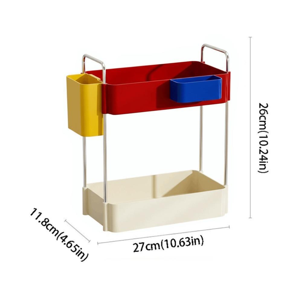 

Strong Bearing Capacity Double Tier Storage Stand Sturdy Construction Double-Layer Design Bathroom Organizer Pen Holder