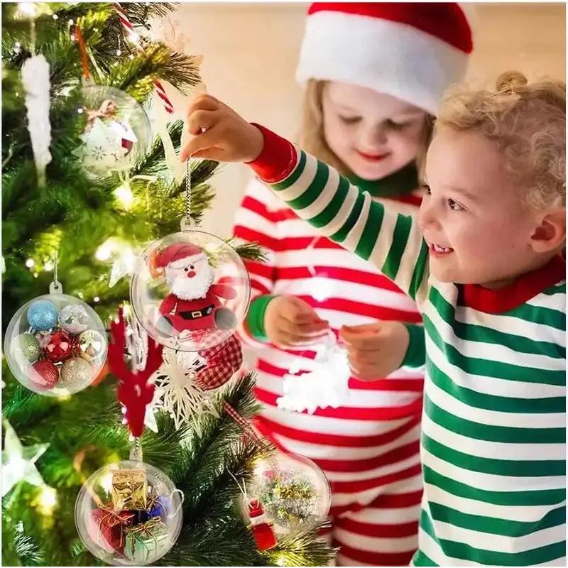 10 stk Jul Gjennomsiktig Kule Plast Juletrær Åpen Kuleboks Kulepynt Bryllupsgave Gave Fest Hjemmedekorasjon