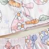 Baby Girls Easter Pajamas Feather Cuffs Egg Bow Print Button Long Sleeves Shirt with Elastic Pants for Loungewear