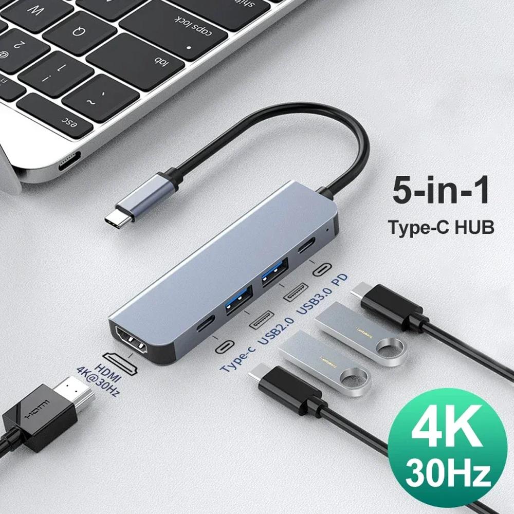 USB C HUB 4K 30Hz PD100W Dock USB-C 3.1 Splitter Type-C USBC Docking Station Adapter for MacBook Laptop iPad Huawei USB 3.0 HUB