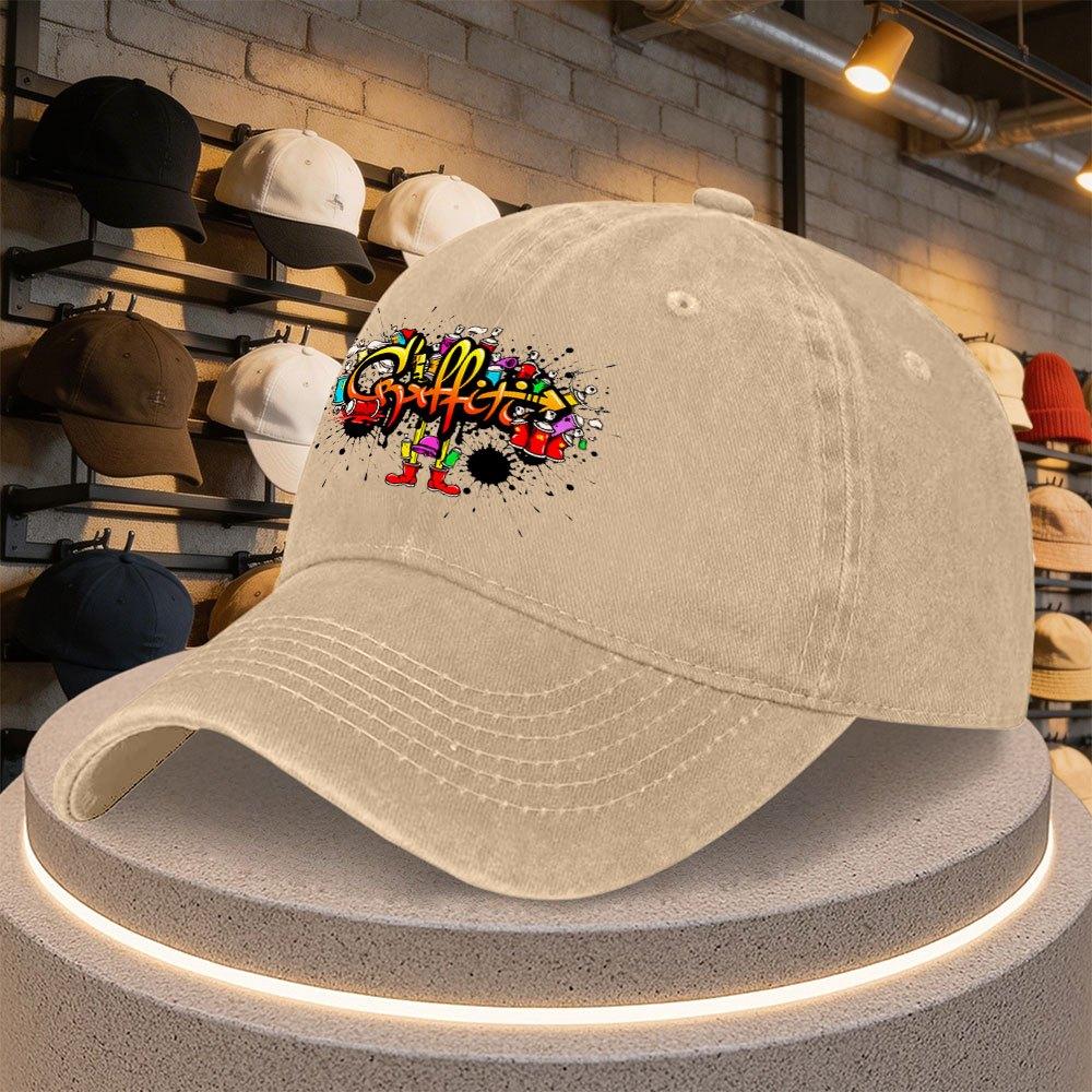 Graffiti Spray Paint Printed Duckbill Baseball Cap Adjustable Casual Hat for Parties Outdoor Sports Daily Wear