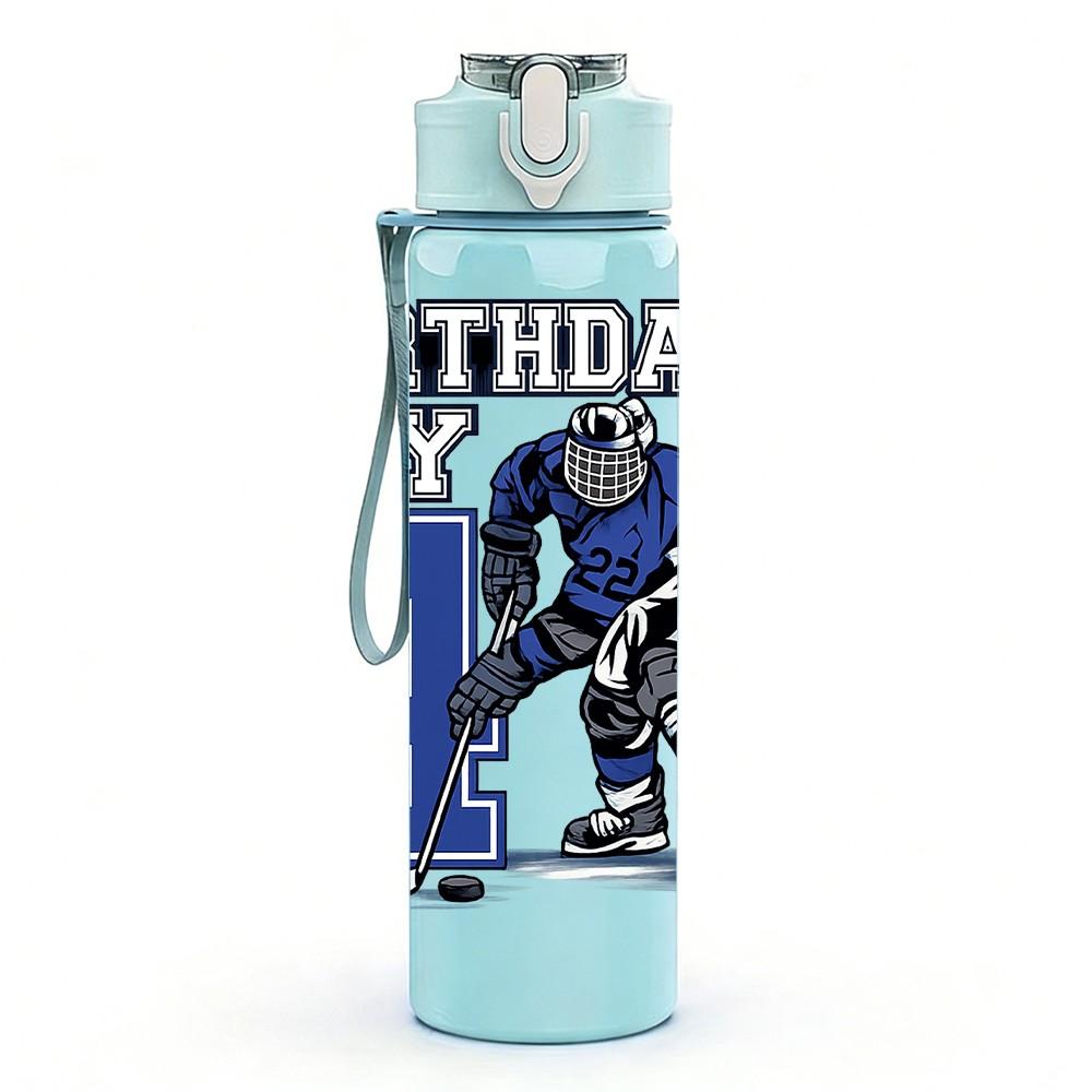 1PC Birthday Boy Number 4 Sport Print 750ml Color Plastic Sports Water Bottle Leakproof Flip Straw Lid Suitable for Sports Office Home Use