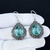 Aquamarine Gemstone Earrings, 925 Sterling Silver Earrings, Silver Earrings For Gift, Aquamarine Dangle Drop Earrings For Valentine's Day Gifts