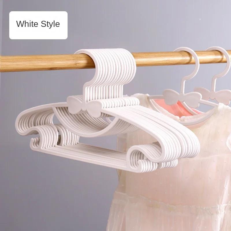 10-50PCS Kids Hangers Baby Clothes Hangers for Drying Child Hanger with Bow Design for Home Use Dry Wet Two Use