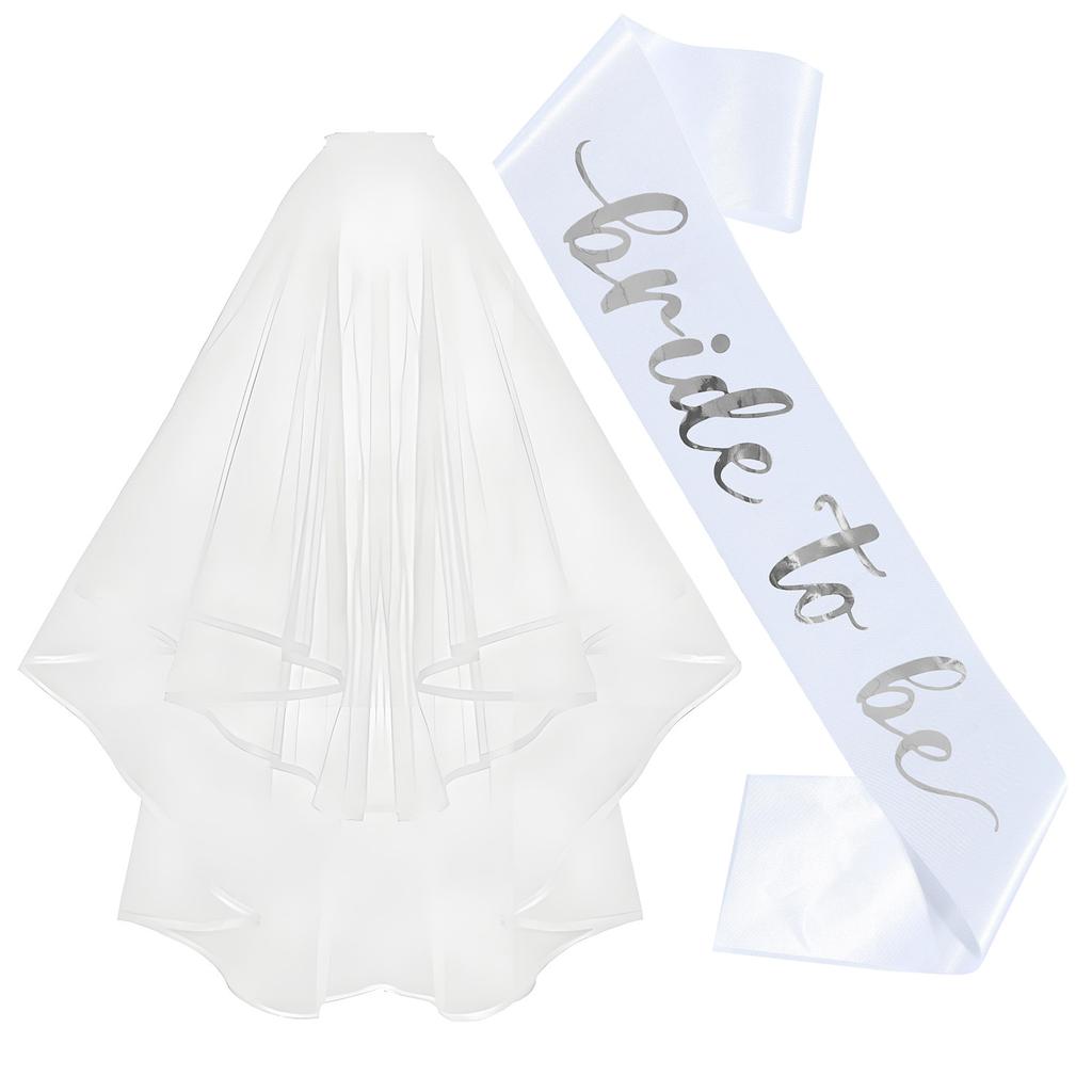 Hen Party Bride to Be Set Include Bride to Be Sash,Bridal Veil White for Bride Shower,Wedding,Bachelorette Party BRIDE Sash Set