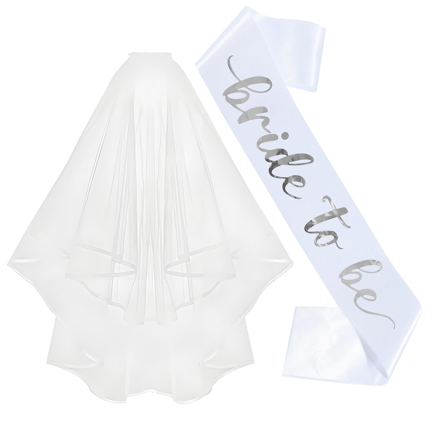 

Hen Party Bride to Be Set Include Bride to Be Sash,Bridal Veil White for Bride Shower,Wedding,Bachelorette Party BRIDE Sash Set