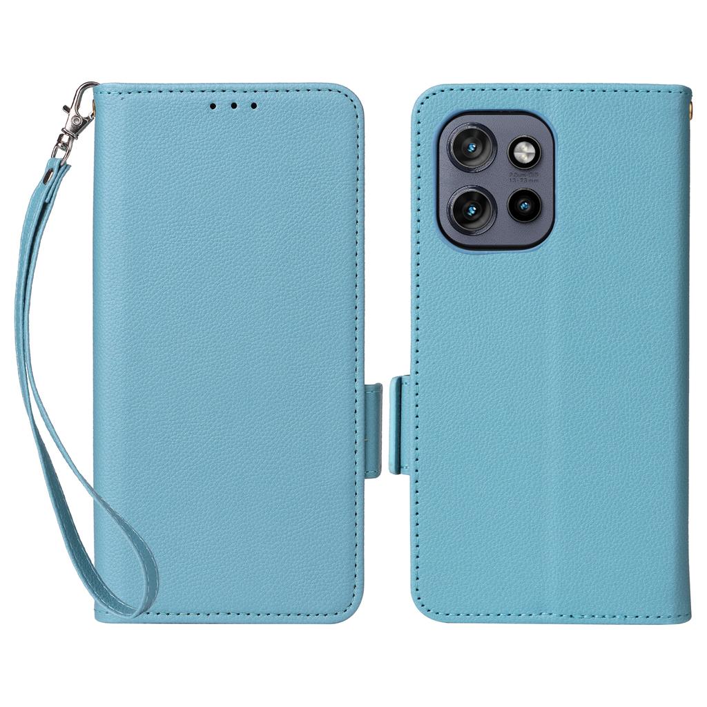 For Motorola Thinkphone 25 5G/Edge 50 Neo 5G/Moto S50 5G Case with Wrist Strap Litchi Texture PU Leather Wallet Phone Cover