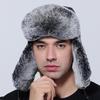 Winter Bomber Hat Men Ushanka Thick Warm Russia Rabbit Fur Trapper Ear Hat