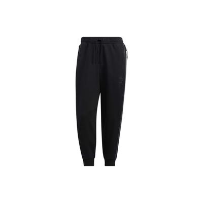 Knit Warm Pants With Embroidered Stripes And Drawstring Cuffs Men Bottoms Black HN8960