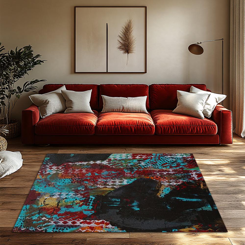 Abstract Area Rug Modern Non-Slip Floor Mat Living Room Bedroom Home Decor Artistic Carpet Washable Home Accent Rug Contemporary
