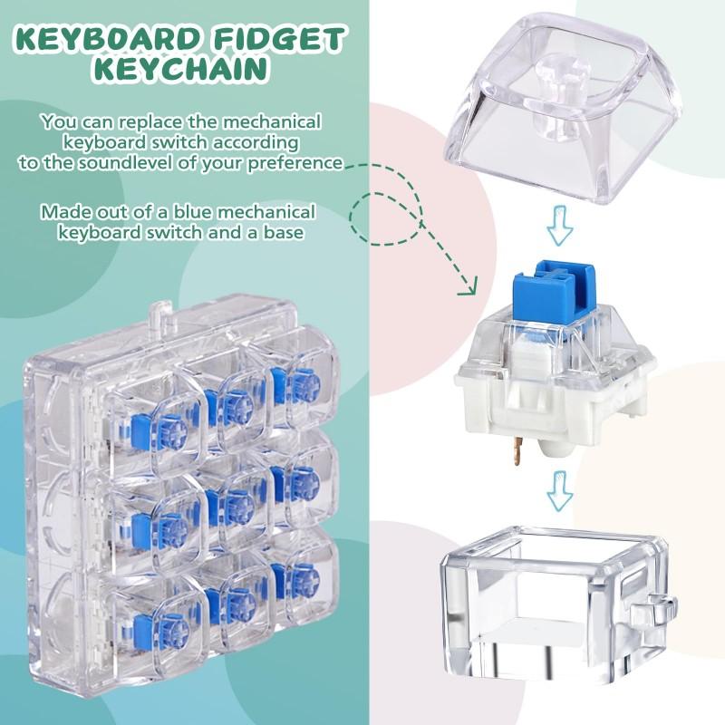 Relaxing DIY 9 Keys Keyboard Fidget Toy, Fidget Clicker Keyboard Fidget Keychain, Button Fidget Gifts for Adults To Relieve Stress and Pass Time