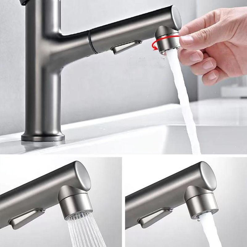 Single Hole Bathroom Basin Faucet Pull-out Brass Faucet Hot and Cold Water Mixer Water Tap Single Hole For Bathroom Sinks Taps