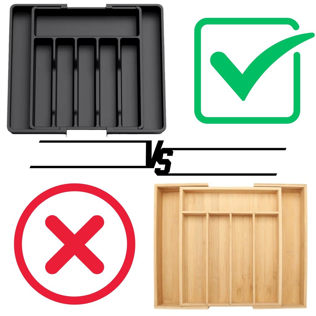 Kitchen Drawer Organizer for Cutlery, Extendable Kitchen Insert, Black