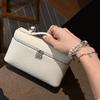 Women's Top Grain Cowhide Leather Lunch Box Bag, 2026 New Style, White Handheld Crossbody Phone Bag