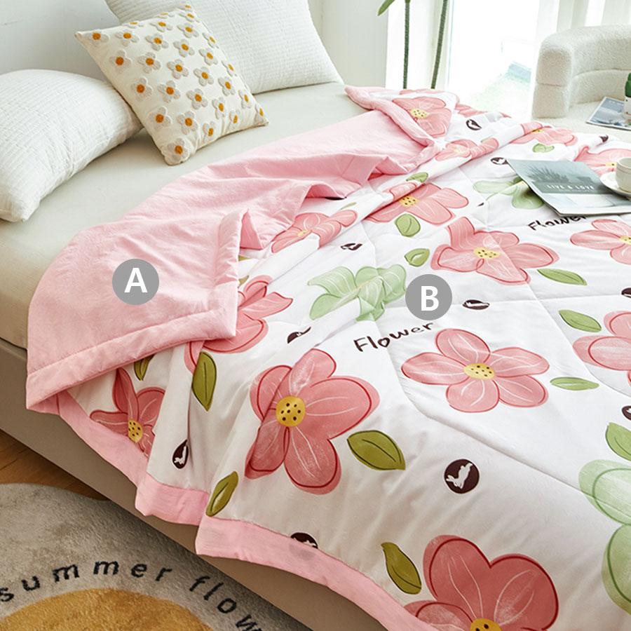 Class A Washed Cotton Summer Quilt Can Be Machine Washable Printed Air Conditioning Quilt Soft Waxy Thin Double Cover Blanket