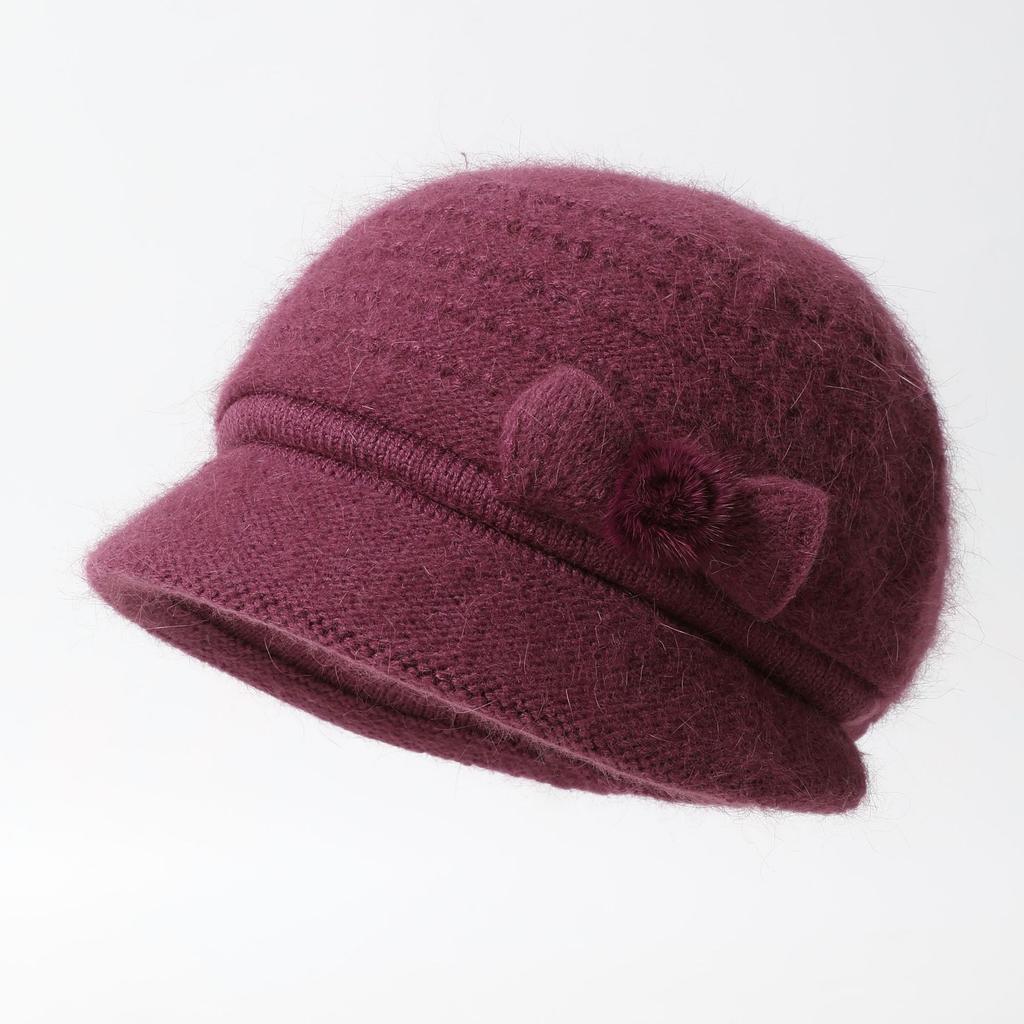 Autumn and Winter Woolen Hat and Scarf Set Elegant and Versatile Plus Velvet and Warm Squirrel Velvet Women's Knitted Hat