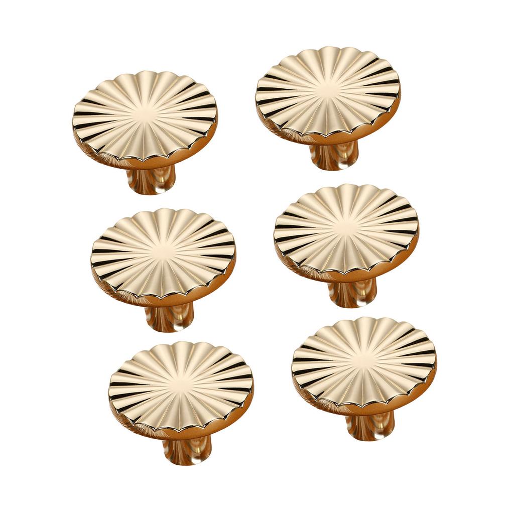 Pack of 6 Cabinets Knobs Brushed Brass Zinc Alloy Round Drawer Handle for Closet Dresser and Wardrobe Decoration