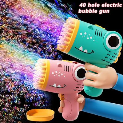 40 děr Dinosaura Bublinková Pistole Hračky Děti Plně Automatická Elektrická Ruční Bublinková Stroj (Bez baterie a bublinkové vody)