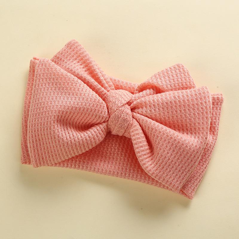 European & American Handmade Baby Hair Accessory: Large Bow Double Layer Waffle Texture Headband for Kids