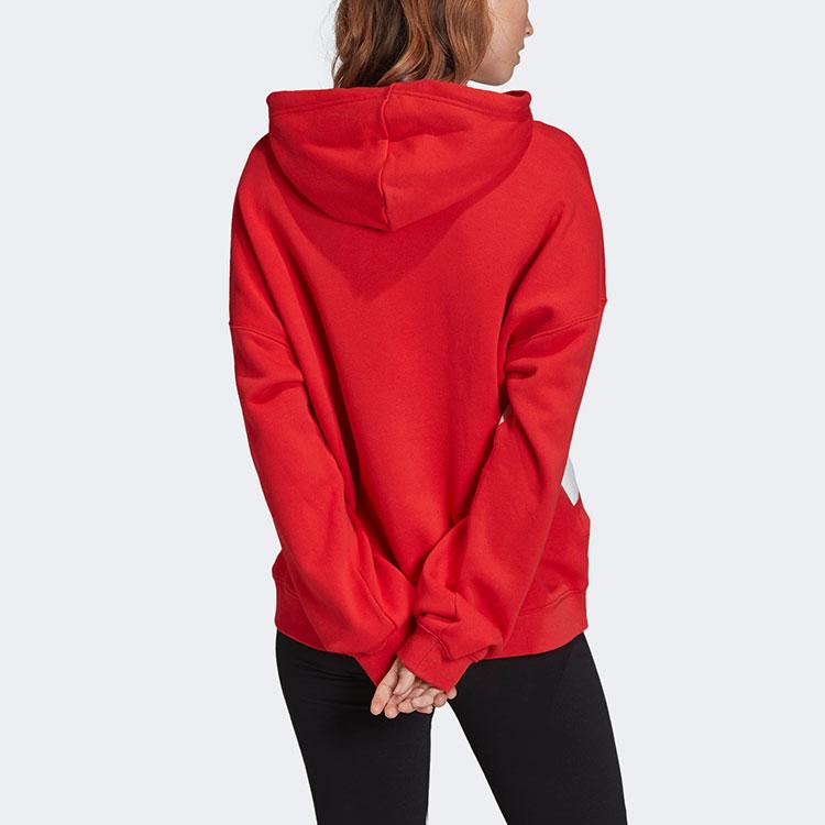 adidas Duża Bluza z Kapturem Trójlistna Czerwono-Biała Damska Streetwear FS1307